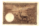1937 Belgian Congo 10 Ten Francs  Africa  Antelope  Pick  9