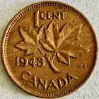 1943 Canada canadian One Cent  1c  Coin king George The Sixth vi maple Leaf f118