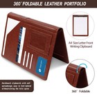 Brown Leather Portfolio Organizer Clipboard Storage Folio Business