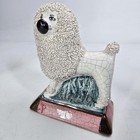 Staffordshire Poodle Dog Figurine Confetti Glass Porcelain White England Vtg