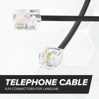 Phone Cord For Landline 50 Ft Black Modular Extension Cable 2 Conductor Rj11