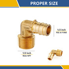 Efield Pex A 1 2 x1 2  Male Elbow 2 To100 Packs Expansion Brass Fittings No Lead