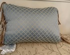 Croscill Napoleon Boudoir Blue   Gold Fringe Throw Pillow