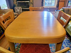 Mid-century Haywood-wakefield Dining Table  4 Chairs  Leaf  Pads