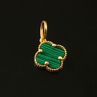 Vintage Natural Malachite Charm 18k Solid Gold Charm malachite Flower Gold Charm