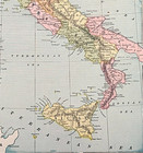 1894 Italy Map Sicily - Sardinia - Rome - Tuscany - Lombardy Original Antique