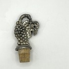 Vintage Pewter Grapes Heavy Metal Wine Cork Bottle Stopper Leaves 3 5 