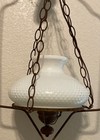 Vintage Milk Glass Hobnail Hanging Light Fixture  Tested And Works  Great 