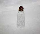 Vintage 2 25  Miniature Clear Crystal Red Jeweled Top Perfume Bottle