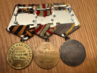 Wwii Soviet Medal Bar Three Medals With Ribbons