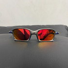 Oakley Square X Metal Sunglasses Polished Ruby Lens Gray Frames Vintage
