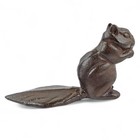 Rustic Brown Cast Iron Squirrel Figurine Statue Garden Tree Stump Porch Decor