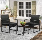 3 Pieces Patio Bistro Set Wicker Outdoor Patio Furniture Set Chairs Coffee Table