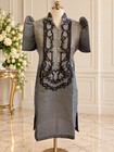 Marian Dress     Gray Filipiniana Long Women   s Barong Dress