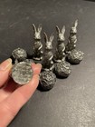 Set 5 Vintage Miniature 2 25  Pewter Bunny Rabbit Cabbage Metzke Tic Tac Toe