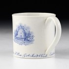 Rare Antique Staffordshire Blue Transferware Delaware Ioof Child s Mug C 1845