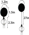 5pack Heavy Duty Retractable Badge Reel Id Card Holder Carabiner Keychain Black