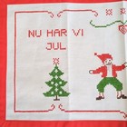 Vintage Handmade Scandinavian Cross Stitch Table Runner Christmas Dancing Elves 