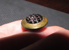Antique Textured Glass   Brass Extra Fein Collar Button German