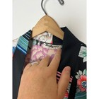 Tori Richard Vintage Floral Crane Kimono Black Satin Long Wrap Dressing Robe