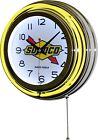 15  Sunoco Race Fuels Gasoline Sign Yellow Double Neon Clock Gas Station Oil