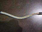 Leather Browband For Horse Bridle Beautiful 3 Row White golden Crystal Stone