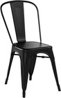 Set Of 4 Vintage Black Metal Dining Chairs - Stackable Industrial Style