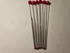 Vintage Glass Swizzle Sticks Set Of 6 Red Top Barware