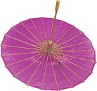 32  Inch Dia Purple Pink Floral Wood Bamboo Nylon Parasol Umbrella Decoration