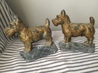 Vtg Chippy Shabby Pr Scottie terrier Bookends doorstops Cast Iron 8 Lb Farmhouse