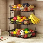  3 Tier Countertop Fruit Basket With 2 Banana Hangers For Kitchen  Detachable 