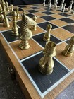 Vintage Brass And Chrome Chess Set With Folding Case board