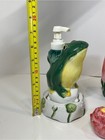 Vintage Allure 1999 Frog Tulip Bathroom Vanity Set Pump Soap Dispenser Holder