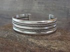 Native American Navajo Indian 5 8  Twisted Sterling Silver Bracelet By Tahe
