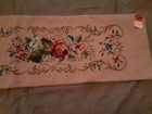 Wool   Cotton Rose Floral Needlepoint Panel Bench Dresser Table Runner 14  X 39 