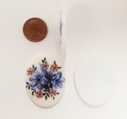 Vintage Glass Blue   Pink Flower 40x30mm  Oval German Cameo Cabochon 115