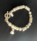 Vintage Sterling Silver 925 Israel Bead Bracelet Signed Artisan Mark Love 29 G