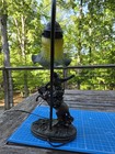 Vintage Western Cowboy Lamp Bronco Rider Sculpture Base Rustic Glass Shade Tulip