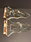 Large Vintage Ornate Cut Iron Gate Double Hinges Gothic Victorian Set Of 2