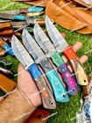 Lot Of 20 Handmade Damascus Steel Skinner Knives Mix Wooden Handle With Sheaths