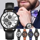 Men Watch Luxury Fashion Round Dial Leather Strap Band Date Analog Quartz Watch