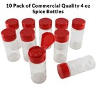 Skyway 4 Oz Plastic Seasoning Containers Spice Bottles Jars - Set Of 10-bpa Free