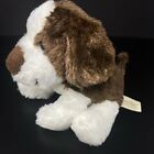 Dan Dee White Puppy Dog Plush Brown Ears Nose 6  Stuffed Animal Barks No Sound