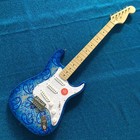 Blue Paisley St Electric Guitar Maple Neck Sss Pickups Tremolo Bridge Chrome Hw