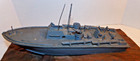 Vintage 1940 s Pt Torpedo Boat On Wave Wwii Wooden Wood Folk Art Model Ship Ww2
