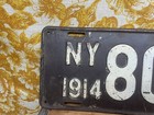 1914 New York License Plate 8090 Ny 14 Car Auto Pass Original Condition