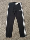 Adidas High Waisted Leg Tights Pant Medium Nwt Black 3 Stripes New Women   s