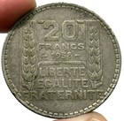 1938 France Silver 20 Francs Laureate Head Coin Paris Mint