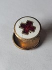 Tiny Antique Red Cross Screw Back Lapel Pin