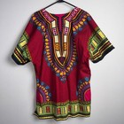 African Dashiki Unisex Shirt Top Size Large Multicolor red Tribal Print Festival